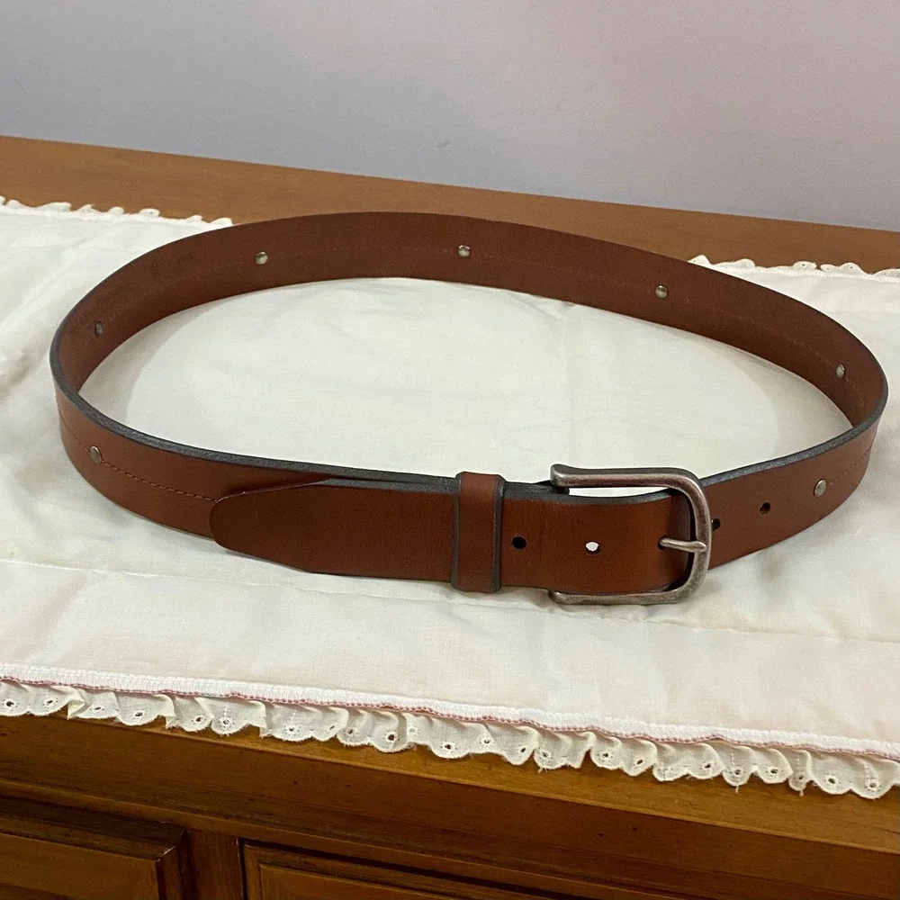 Allen Edmonds 13457 Studded Belt Men 36 Brown Leather Vintage Casual USA Made